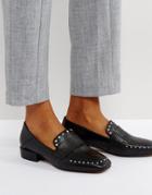 Asos Magestic Premium Leather Studded Loafer - Black