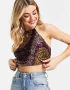 Stradivarius Sequin Top In Multi