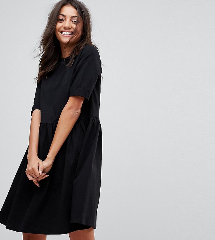 Asos Tall Mini Ultimate Cotton Smock Dress - Black