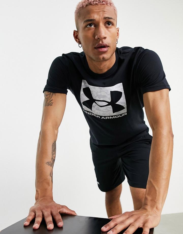 Under Armour Training Boxed Camo Logo T-shirt In Black