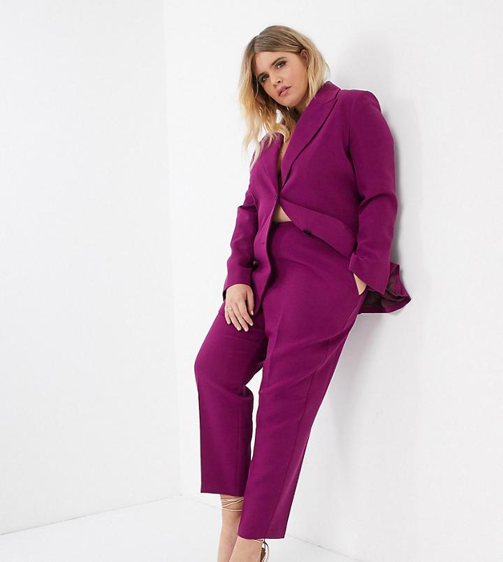 Asos Design Curve Pop Slim Suit Pants In Purple