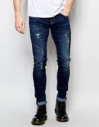D.i.e. Storm Extreme Super Skinny Distressed Jeans In Mid Blue Wash - Indigo Wash 10