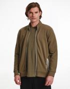Calvin Klein Lounge Zip Through Sweat In Khaki-green