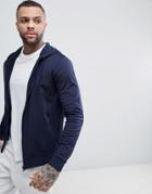 Asos Zip Up Hoodie In Navy Poly Tricot - Navy