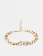 Topshop Pave Butterfly Chain Bracelet In Gold