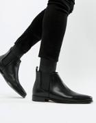 Asos Design Chelsea Boots In Black Leather With Black Sole - Black
