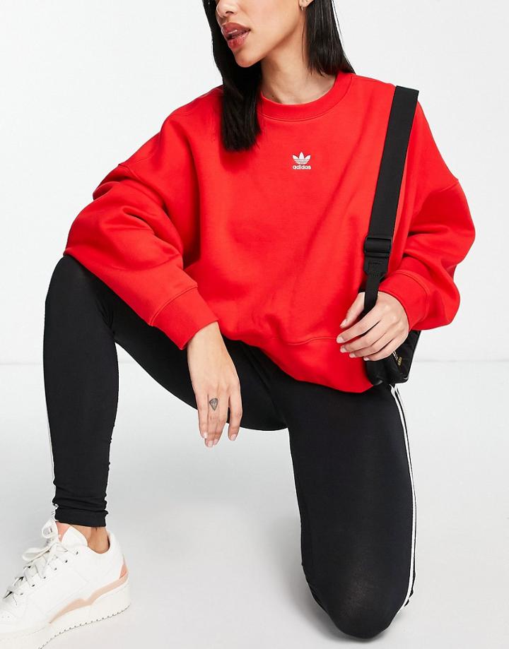 Adidas Originals Essential Sweatshirt With Center Logo In Red