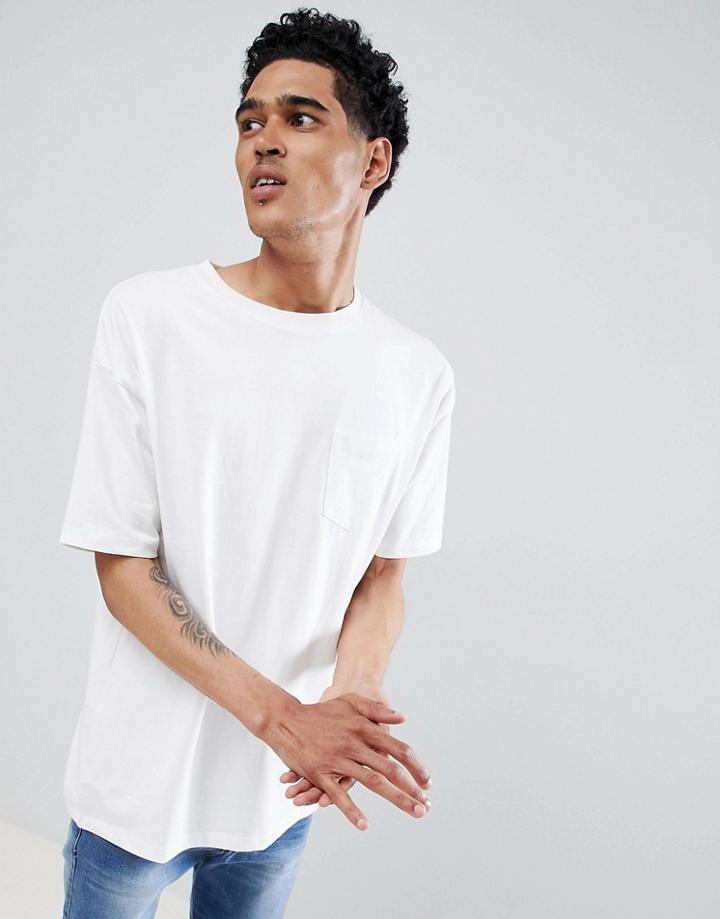 Pull & Bear Join Life T-shirt In White With Pocket - White
