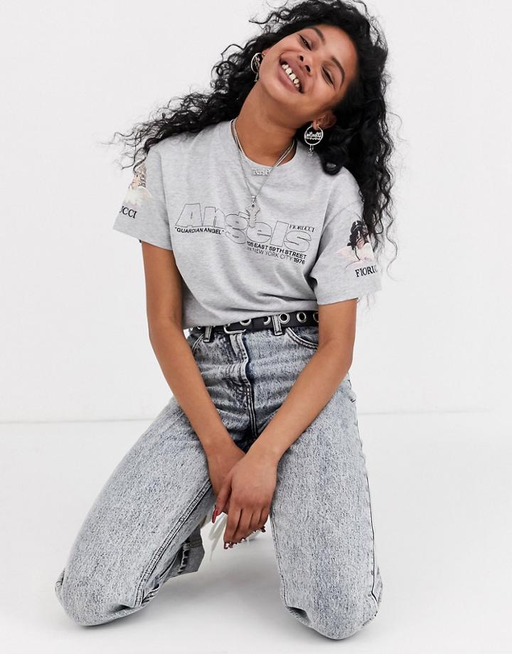 Fiorucci New York Angels Logo T Shirt In Gray
