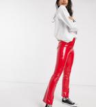 Wild Honey High Waist Pants In Faux Leather-red
