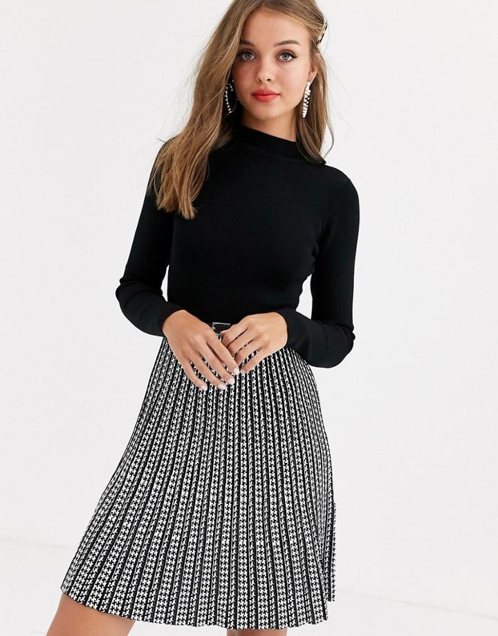 Lipsy Fit And Flare Dress In Mono