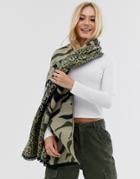 Pieces Mixed Animal Print Scarf-beige