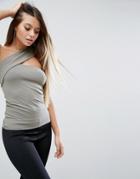 Asos Top With One Shoulder Strap Detail - Green