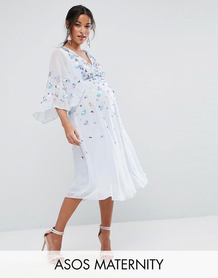 Asos Maternity Embellished Kimono Midi Dress - Blue