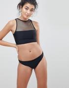 Brave Soul High Neck Mesh Racer Neck Bikini Set - Black
