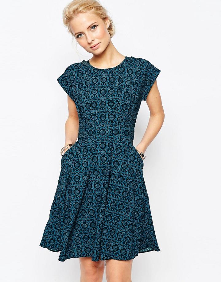 Closet Blu Floral Flared Dress