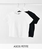 Asos Design Petite Ultimate Organic Cotton T-shirt With Crew Neck 2 Pack Save-multi