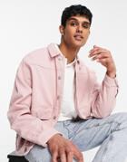 Topman Denim Jacket With Pockets In Pink