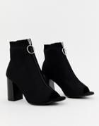 New Look Heeled Sandals With Zip In Black - Black