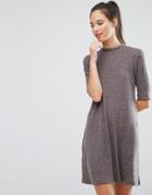 Only Ribbed High Neck Swing Dress - Gray