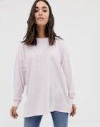 Asos Design Organic Cotton Long Sleeve Washed Oversized Long Sleeve Top In Pink - Pink