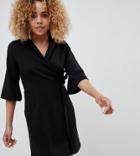 Asos Design Petite Mini Wrap Blazer Dress-black