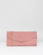 New Look Suedette Clutch Bag With Chain Strap - Tan