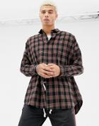 Criminal Damage Oversized Check Shirt In Black - Black