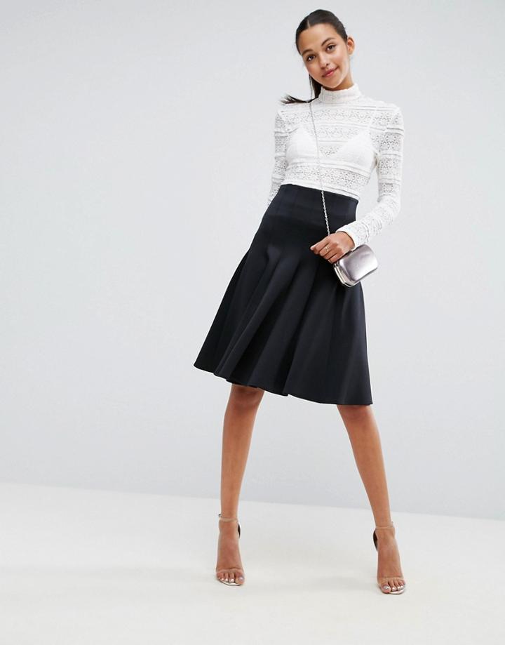 Asos Prom Skirt With High Waist In Scuba - Black