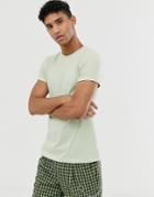Asos Design Crew Neck T-shirt With Roll Sleeve In Green Marl - Green