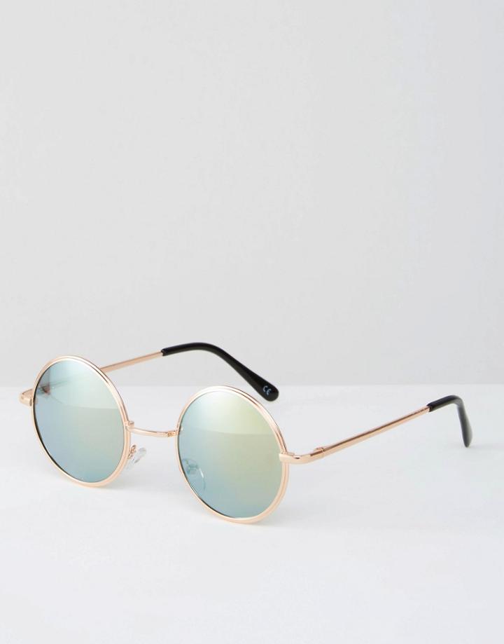 Asos Round Sunglasses In Rose Gold - Rose Gold