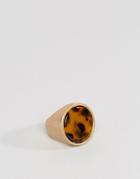 Asos Ring In Burnished Gold With Stone - Gold