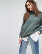 Moss Copenhagen High Neck Knitted Sweater - Green