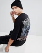 Asos Oversized Longline T-shirt With Bandana Print - Black