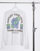 Asos Design Oversized Long Sleeve T-shirt With Grape Back Print In White