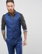 Devils Advocate Slim Fit Metallic Vest - Blue