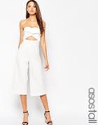 Asos Tall Exclusive Twist Bandeau Culotte Jumpsuit - White