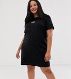Daisy Street Plus Oversized T-shirt Dress With Sun And Moon Embroidery - Black
