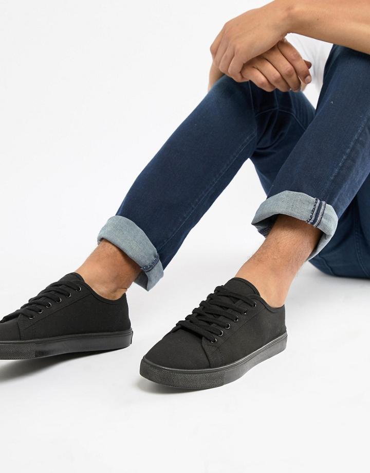 Asos Design Sneakers In Black Canvas