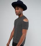 Reclaimed Vintage Inspired Polka T-shirt With Cold Shoulder - Black