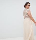 Little Mistress Plus Maxi Dress With Lace Back - Cream