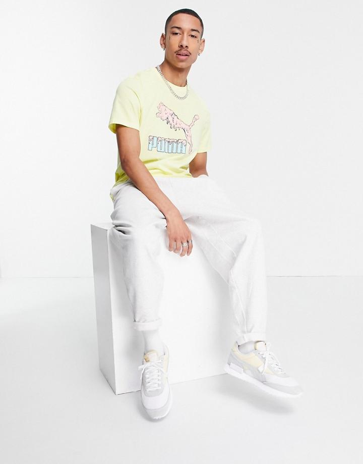 Puma Graphic Logo T-shirt In Yellow