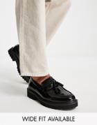 Asos Design Tassel Loafers In Black Faux Leather