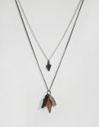 Icon Brand Feather Necklace Pack - Black