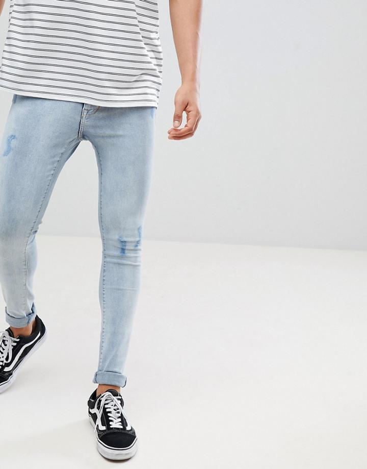Just Junkies Skinny Fit Mid Distressed Wash Jeans - Blue