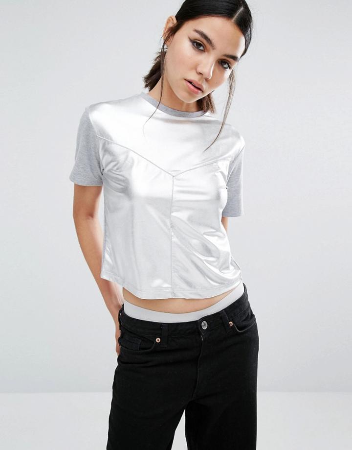 Uncivilised Juno Boxy Metallic T-shirt - Silver