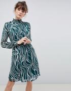 Ichi High Neck Printed Dress - Multi