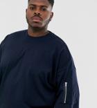 Asos Design Plus Two-piece Oversized Longline T-shirt With Ma1 Pocket In Navy - Navy