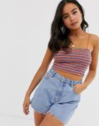 Asos Design Crop Top In Bright Stripe-multi