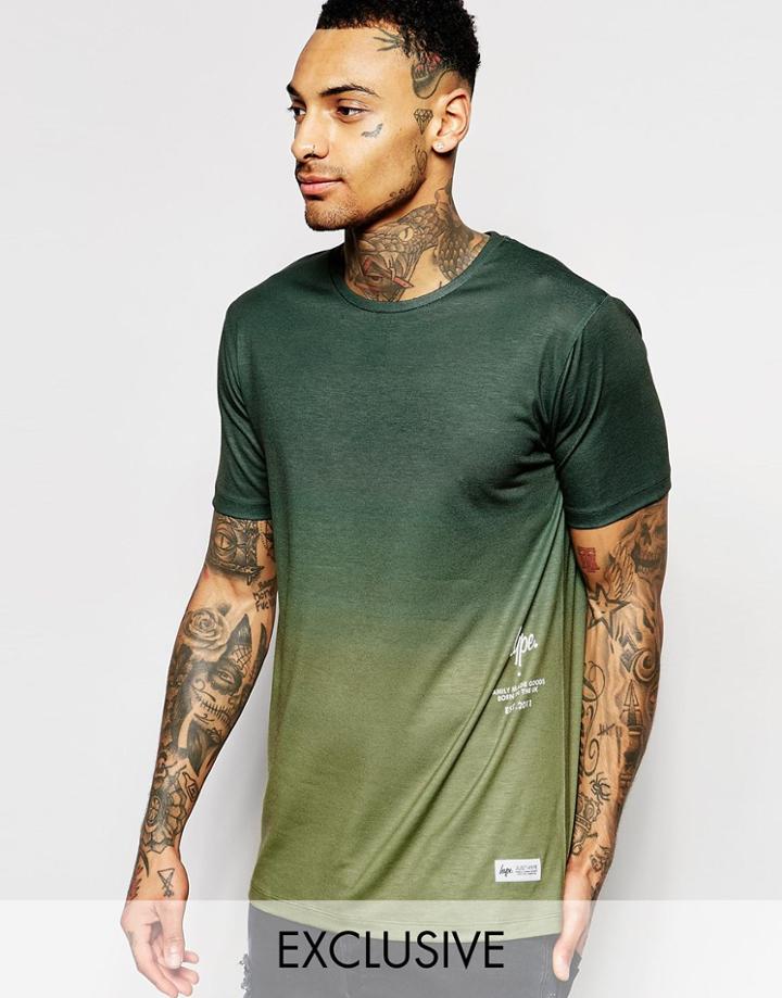 Hype Gradient T-shirt With Side Logo - Green